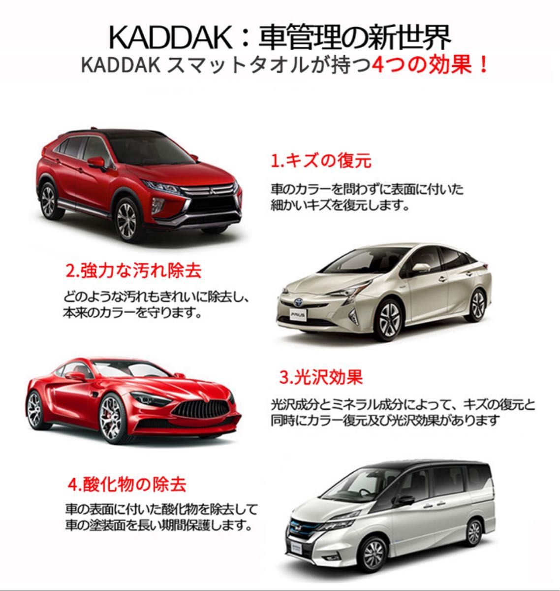 【新品未開封】KADDAK 車のキズや汚れを除去するスマートタオル 2枚セット 