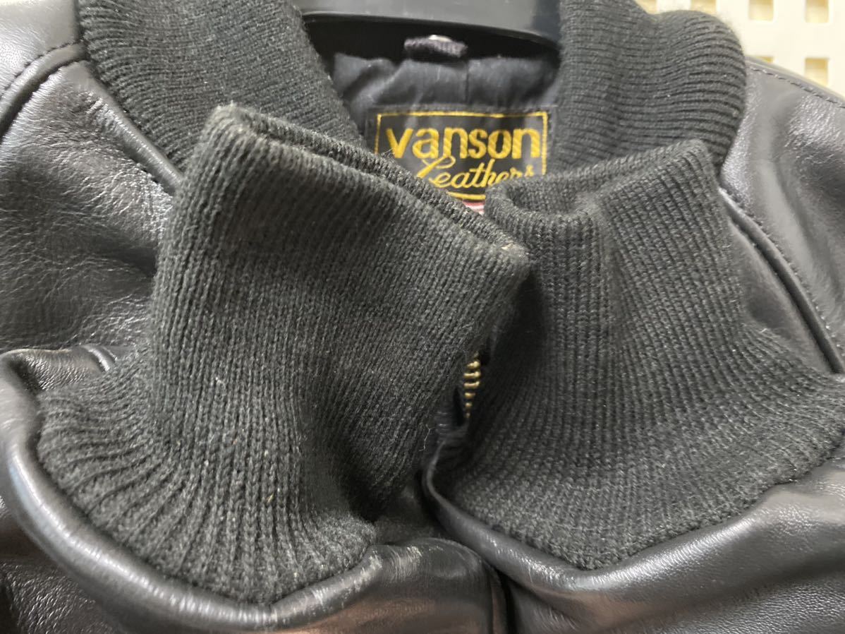 VANSON バンソン TJ 本革 サイズ38 M〜L相当 ブルゾン 黒 ブラック 程度良好_画像7