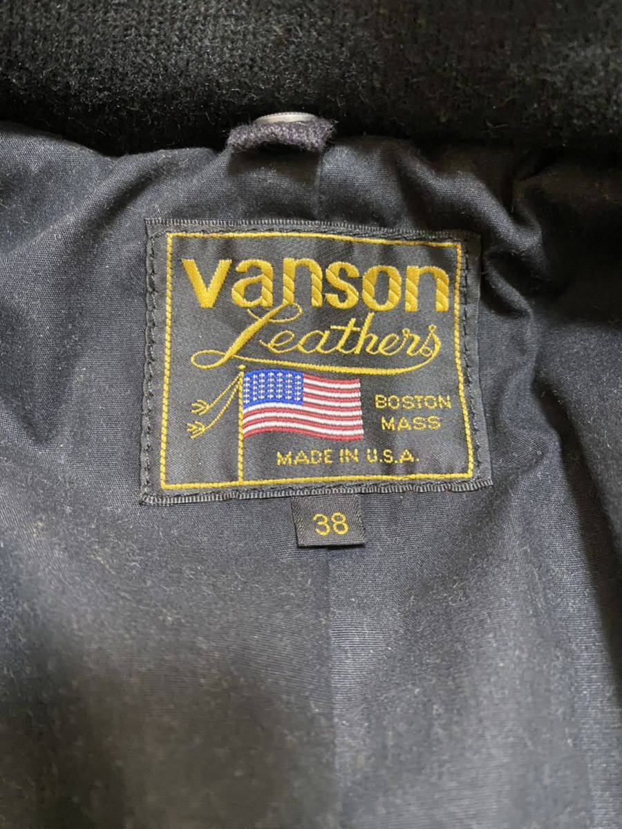 VANSON バンソン TJ 本革 サイズ38 M〜L相当 ブルゾン 黒 ブラック 程度良好_画像9