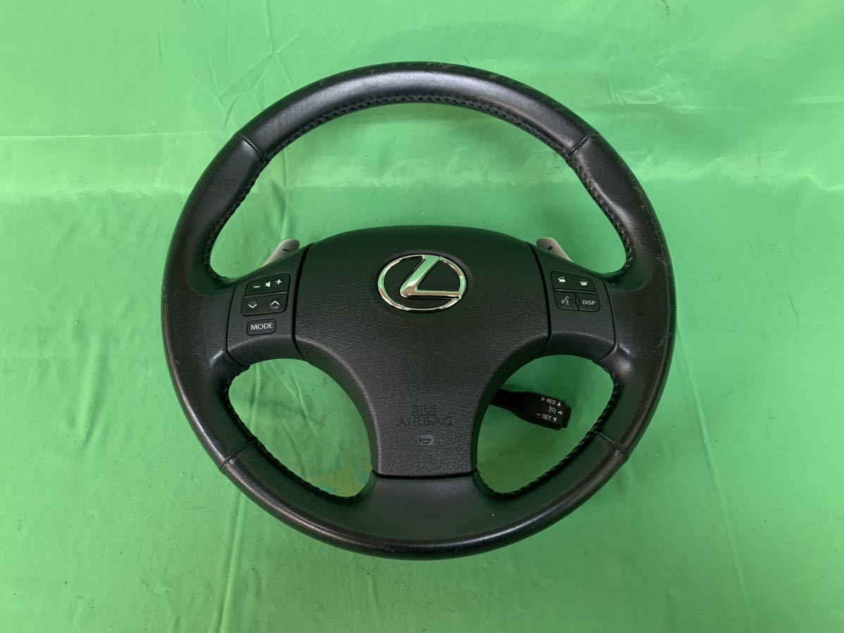 KM281 中古 レクサス LEXUS GSE25 IS250 平成18年9月 純正 ステアリング ホイール ハンドル レザー 革 本体 ホーンパッド 動作未確認