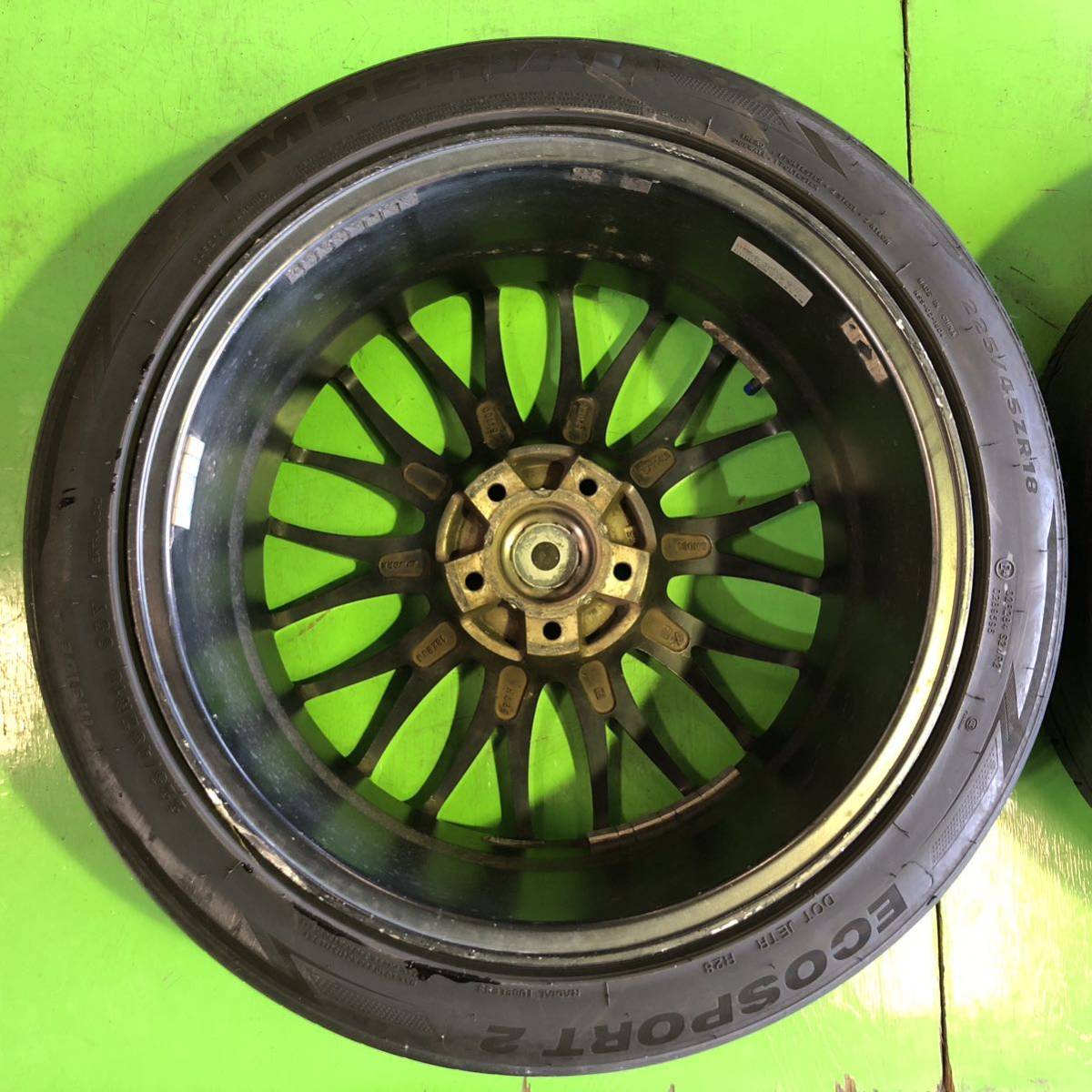 NT207 中古 WORK STEEZ ワークスティーズ ホイール 18×8J +45 PCD 114.3 タイヤ 225/45R18 2本のみ【セルシオUCF30/クラウンUZS186】_画像6