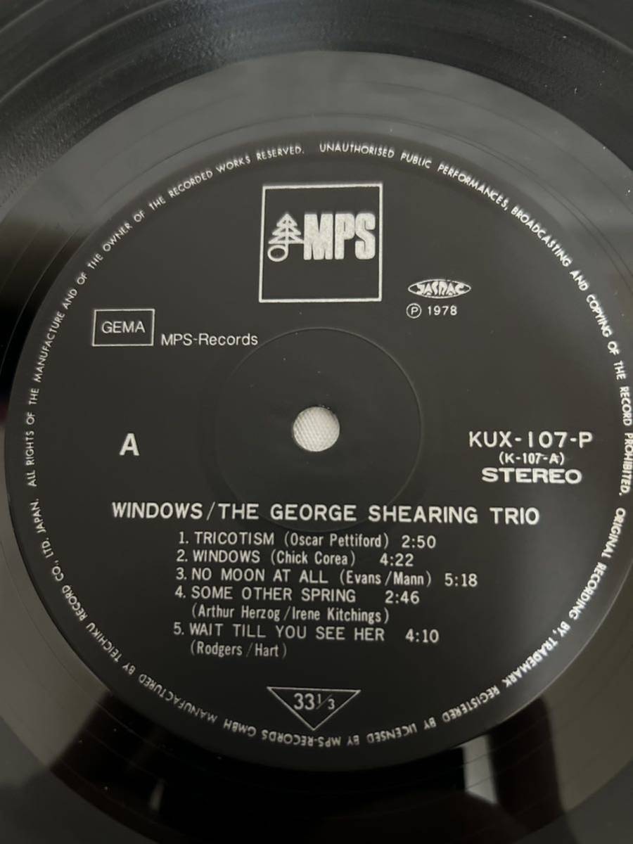 ◎R572◎LP レコード ウィンドウズ WINDOWS/サ・ジョージ・シアリング・トリオ THE GEORGE SHEARING TRIO/KUX- 107-P_画像4