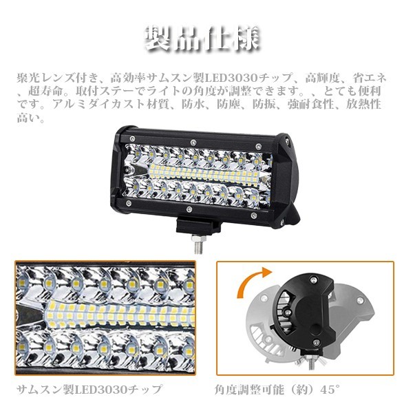 送料込.. ランクル 2個 12V/24V兼用 24000LM 240W 投光器 前照灯 ジムニー LEDワークライト 作業灯 トラック _ホワイト 6500K_ 3P120W_画像5