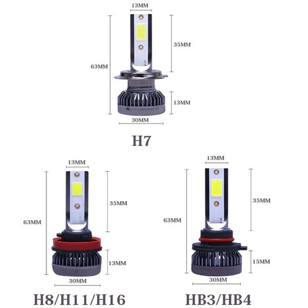 送料込.. 8000LM LEDライト 単色タイプ MINI H4 Hi.Low切替式/H1/H3/H7/H8/H11/H16/HB3/HB4 COBチップ搭載 2個 3000K.6500K.8000K色選択_画像9