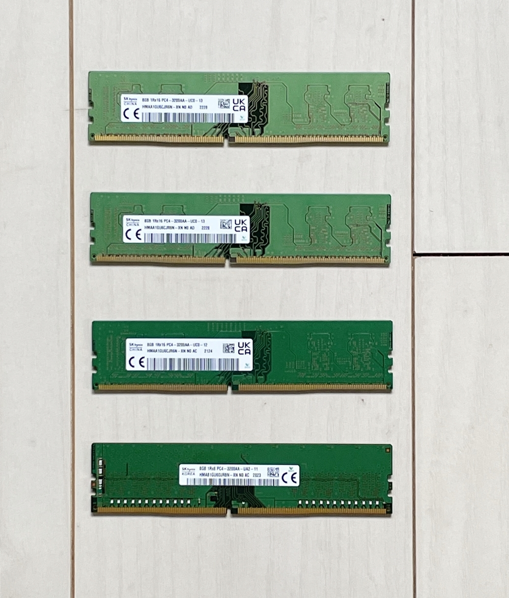 ★SK hynix製 デスクトップPC用メモリ DDR4 3200（PC4-25600）8GB 4枚セット 32GB 動作確認済 DIMM 3200AA★_画像1