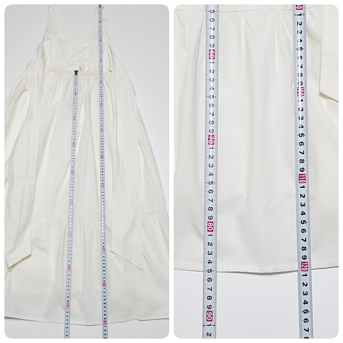 CHAN LUU チャンルー ホワイト ジャンパースカート ワンピース バックリボン サイズS（約S～Mサイズ相当） タグ付き未使用品_画像10