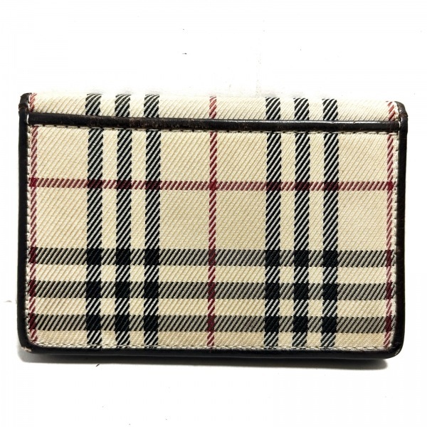 バーバリーロンドン Burberry LONDON 名刺入れ - ジャガード×エナメル（レザー） ベージュ×ダークブラウン×マルチ チェック柄 財布_画像2