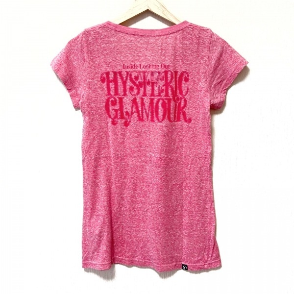 ヒステリックグラマー HYSTERIC GLAMOUR 半袖Tシャツ サイズF - ピンク×白 レディース トップス_画像2