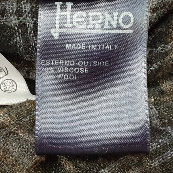 ヘルノ HERNO ダウンコート サイズ42 M - ダークグリーン×黒×マルチ レディース 長袖/チェック柄/冬 コートの画像4