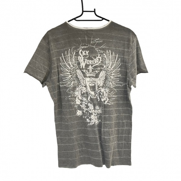 ディーゼル DIESEL 半袖Tシャツ サイズM - グレー×白 メンズ クルーネック/ボーダー トップスの画像2
