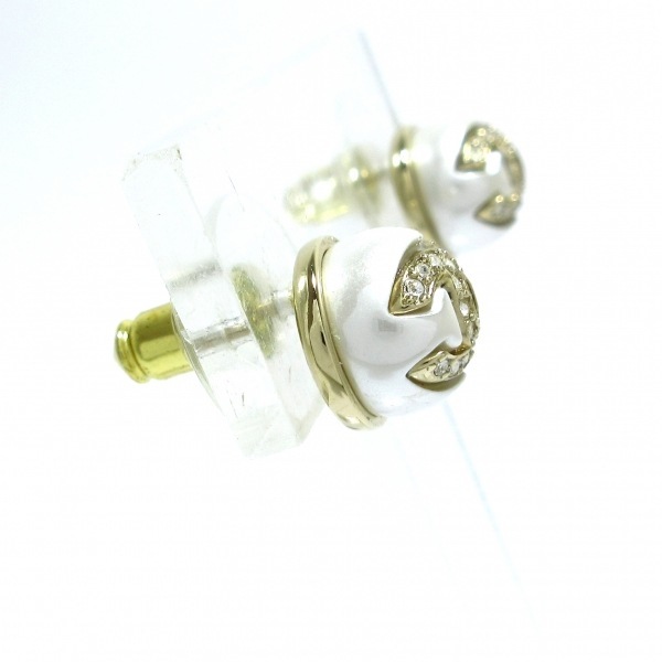 シャネル CHANEL ピアス ココマーク 金属素材×フェイクパール ゴールド×アイボリー ラインストーン I22S 美品 アクセサリー（耳）の画像2