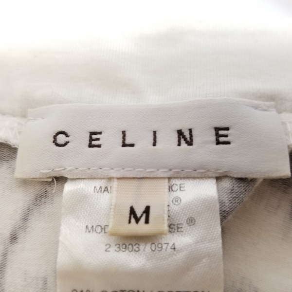 セリーヌ CELINE 半袖Tシャツ サイズM - 白×ダークブラウン レディース クルーネック トップスの画像3