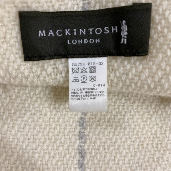 マッキントッシュロンドン MACKINTOSH LONDON - カシミヤ アイボリー×グレー ストライプ/フリンジ 美品 マフラー_画像5