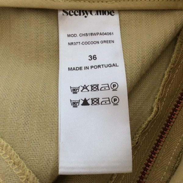  See by Chloe SEE BY CHLOE pants size 36 S - yellow green lady's cropped pants ( half edge height )/ corduroy bottoms 