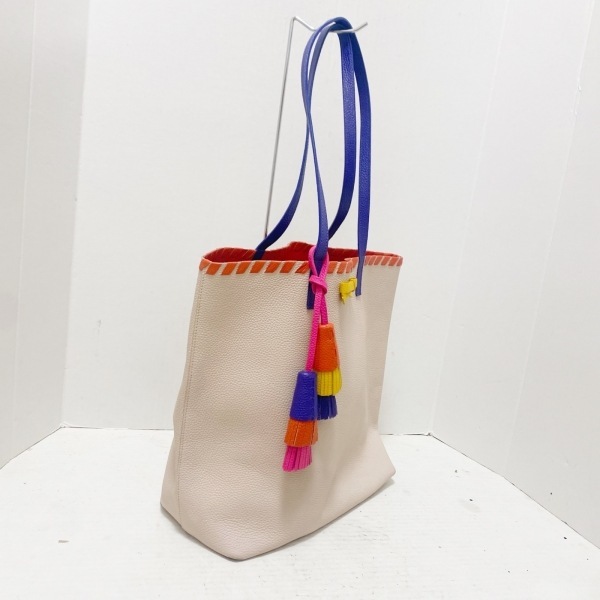  Kate Spade Kate spade tote bag - leather pink beige × purple × multi ribbon bag 
