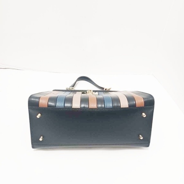フルラ FURLA ハンドバッグ 1927 レザー 黒×ブラウン×マルチ ストライプ 美品 バッグ_画像4