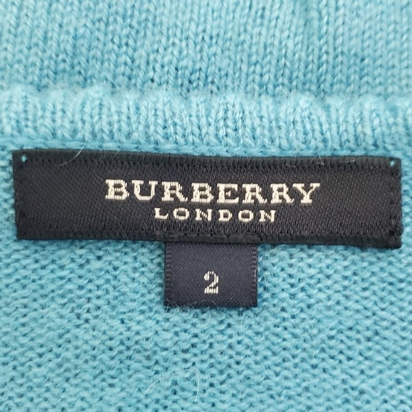バーバリーロンドン Burberry LONDON 長袖セーター サイズ2 M - ブルーグリーン レディース カシミヤ トップスの画像3