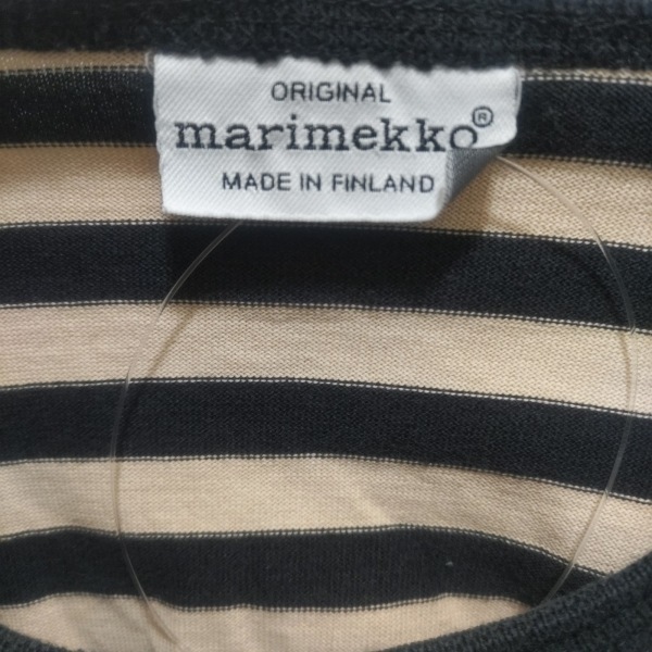 マリメッコ marimekko チュニック - ベージュ×黒 レディース クルーネック/七分袖/ボーダー ワンピースの画像3
