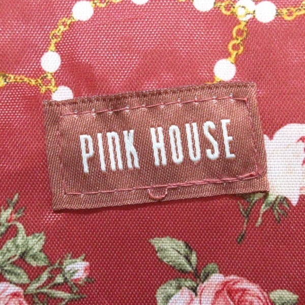  Pink House PINK HOUSE rucksack - nylon red × light pink × multi floral print / folding beautiful goods bag 