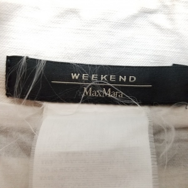 マックスマーラウィークエンド Max MaraWEEKEND サイズ38 S - 白×ダークグレー レディース Vネック/半袖/ひざ丈/ボーダー ワンピース_画像3