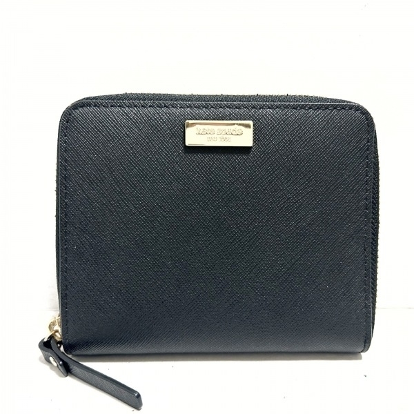 ケイトスペード Kate spade 2つ折り財布 WLRU2909 - レザー 黒 ラウンドファスナー 財布_画像1