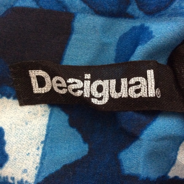 デシグアル Desigual - ブルー×ネイビー×マルチ レディース ノースリーブ/ひざ丈/花柄 ワンピース_画像3