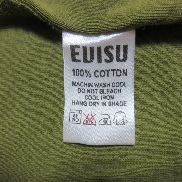 エヴィス EVISU 長袖Tシャツ サイズ40 M - カーキ×オレンジ メンズ クルーネック/ドット柄 トップス_画像4