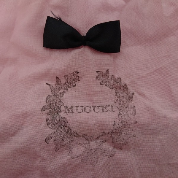 ミュゲ MUGUET クラッチバッグ - ツイード ピンク×イエローグリーン×マルチ リボン 美品 バッグ_画像8