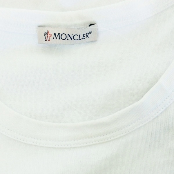 モンクレール MONCLER 半袖Tシャツ サイズ MAGLIA 白×ネイビー×レッド メンズ クルーネック/刺繍 トップス_画像6
