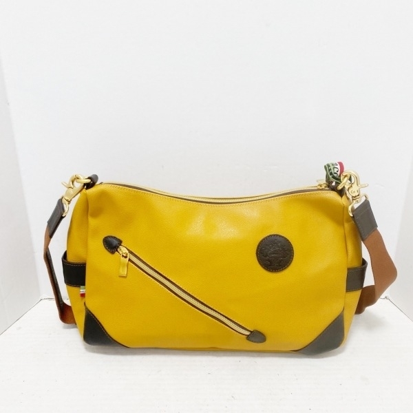 オロビアンコ OROBIANCO ショルダーバッグ - PVC(塩化ビニール)×レザー オレンジ×ダークブラウン 美品 バッグ