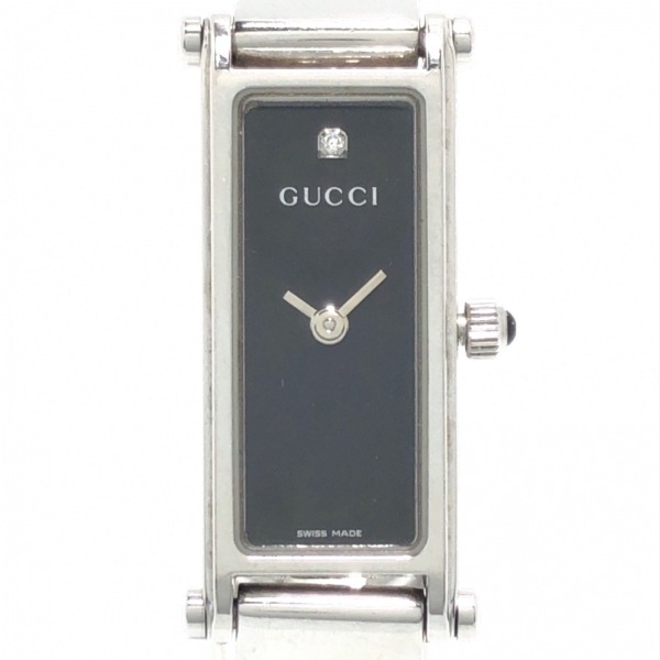 GUCCI(グッチ) 腕時計 - 1500L レディース 1Pダイヤ 黒