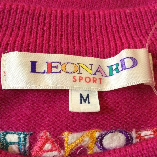 レオナールスポーツ LEONARD SPORT 長袖セーター サイズM - ピンク×グリーン×マルチ レディース クルーネック/ピエロ トップスの画像3