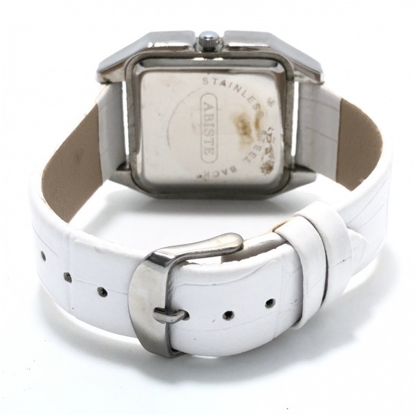 ABISTE(アビステ) 腕時計 - レディース 型押し加工/ラインストーンベゼル ホワイトシェル_画像3
