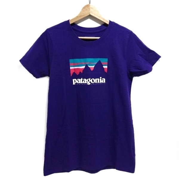 パタゴニア Patagonia 半袖Tシャツ サイズS - パープル×ブルーグリーン×マルチ レディース クルーネック トップス_画像1
