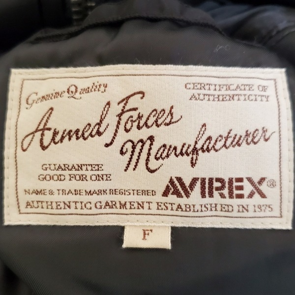  Avirex AVIREX blouson size F - black lady's long sleeve / cotton inside / autumn / winter jacket 