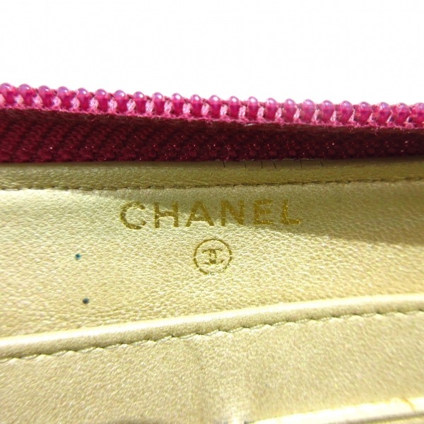 シャネル CHANEL 長財布 カメリア ラムスキン ピンク ゴールド金具/型押し加工/ラウンドファスナー 15番台 財布の画像5
