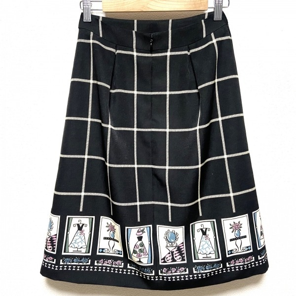 エムズグレイシー M'S GRACY スカート サイズ38 M - 黒×アイボリー レディース ひざ丈/チェック柄 ボトムスの画像2