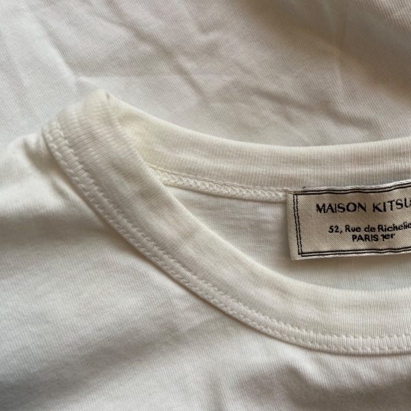 メゾンキツネ MAISON KITSUNE 半袖Tシャツ サイズXS - 白×ネイビー×イエロー レディース クルーネック トップス_画像7