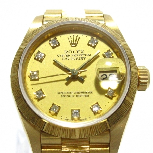 ROLEX(ロレックス) 腕時計 デイトジャスト 69278G レディース K18YG/金無垢/バークベゼル/10P旧型ダイヤ/31コマ＋3コマ シャンパンゴールド