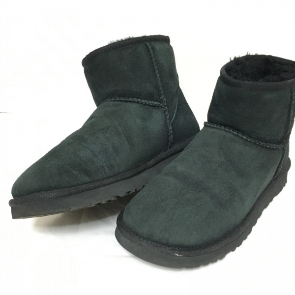 アグ UGG ショートブーツ 24 5854 クラシックミニ ムートン 黒 レディース 靴_画像8