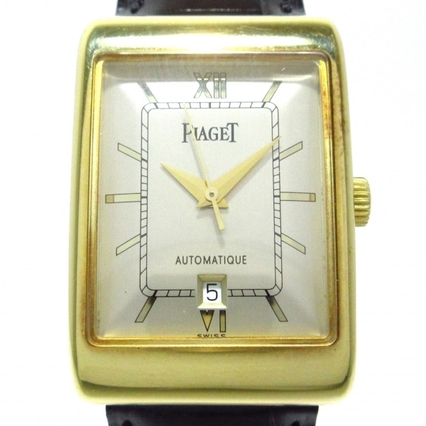 PIAGET(ピアジェ) 腕時計 レクタングル アランシェンヌ 18952 メンズ K18YG/金無垢/革ベルト シルバー