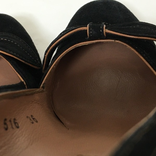 アライア ALAIA パンプス 36 - スエード 黒 レディース リボン/アウトソール張替済 靴_画像7