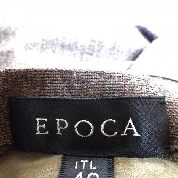 エポカ EPOCA 七分袖カットソー サイズ40 M - グレーベージュ×ダークブラウン レディース クルーネック/ビーズ 美品 トップス_画像3