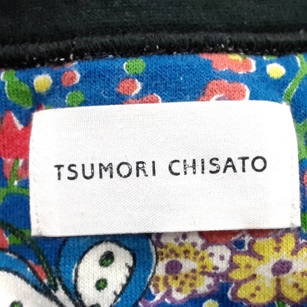 ツモリチサト TSUMORI CHISATO サイズ2 M - 黒×ブルー×マルチ レディース 長袖/ひざ丈/花柄 ワンピース_画像3