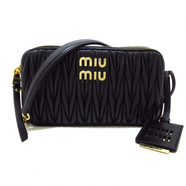 ミュウミュウ miumiu ショルダーバッグ 5BP045 マテラッセ レザー 黒 レディース チェーンショルダー RFID済み 美品 バッグ_画像1