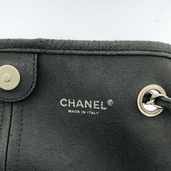 シャネル CHANEL トートバッグ カメリア キャビアスキン 黒×グリーン チェーンショルダー/シルバー金具 12番台 バッグ_画像7