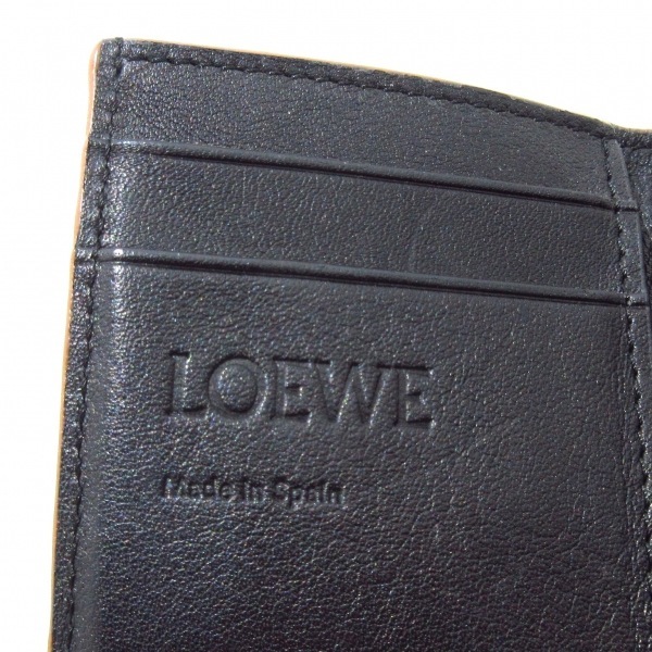 ロエベ LOEWE 3つ折り財布/ミニ/コンパクト アナグラム トライフォールド ウォレット ペブルグレインカーフ 黒×ダークブラウン 財布の画像5