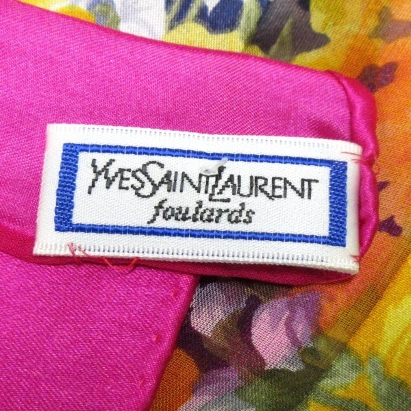 イヴサンローラン YvesSaintLaurent - ピンク×イエロー×マルチ 花柄 美品 スカーフ_画像2