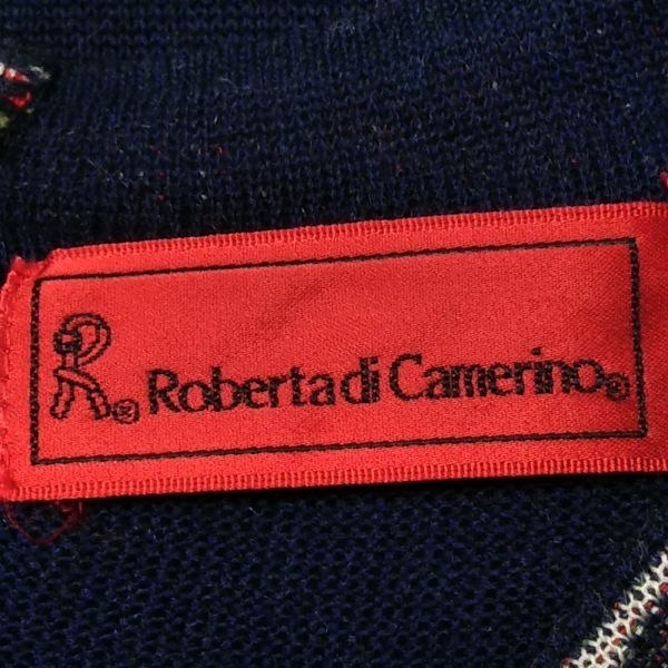 ロベルタ ディ カメリーノ Roberta di camerino サイズ38 M - ダークネイビー×レッド×マルチ レディース クルーネック/半袖/ロング 美品_画像3