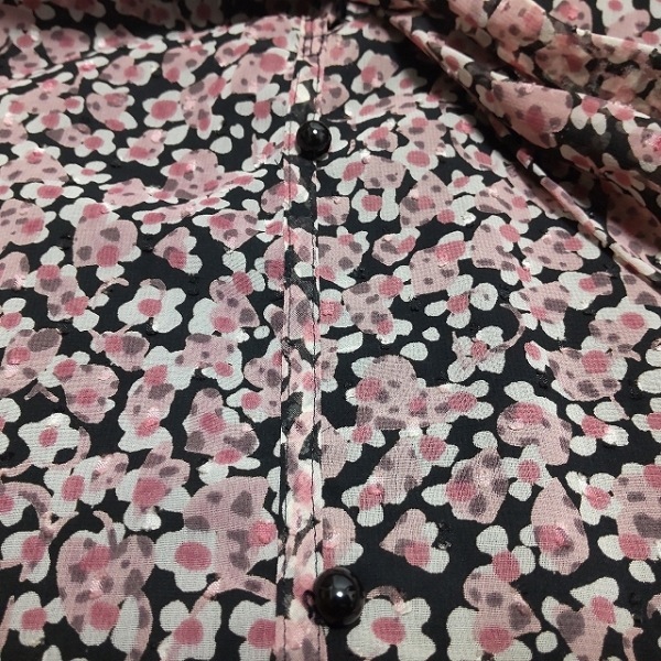 ローズティアラ Rose Tiara サイズ42 L - 黒×ピンク×マルチ レディース 七分袖/ひざ丈/花柄/フリル 美品 ワンピース_画像6